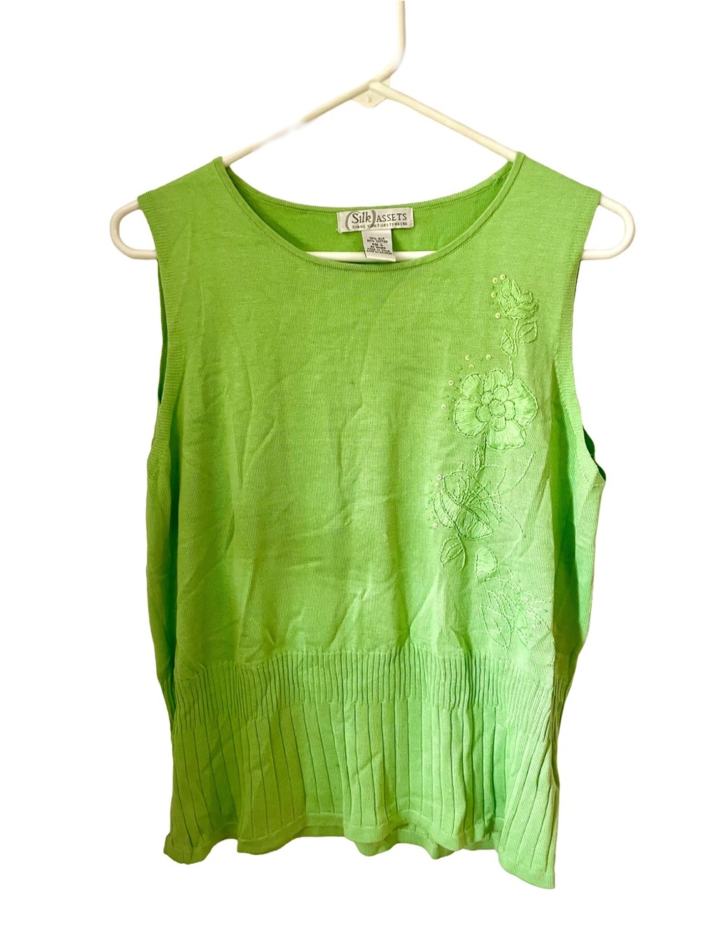 Diane Von Furstenberg Sleeveless Silk Top with Floral Embroidery